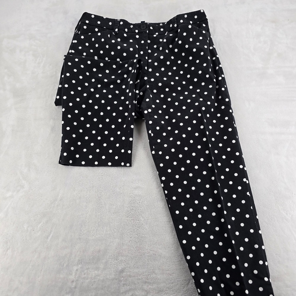 Jones New York Pants‎ Womens 12 Signature Black White Polka Dot Trousers